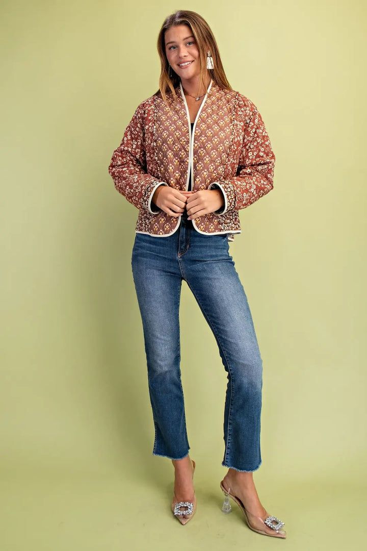 Reversible Mixed Print Quilted Jacket