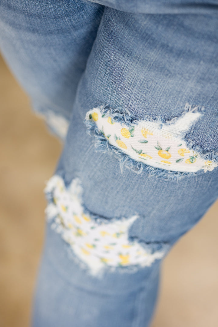 Lemon Drops Judy Blue Patched Skinnies