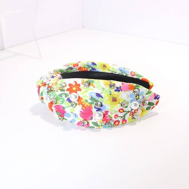 Floral Toile Pattern Pearl Hair Band Headband