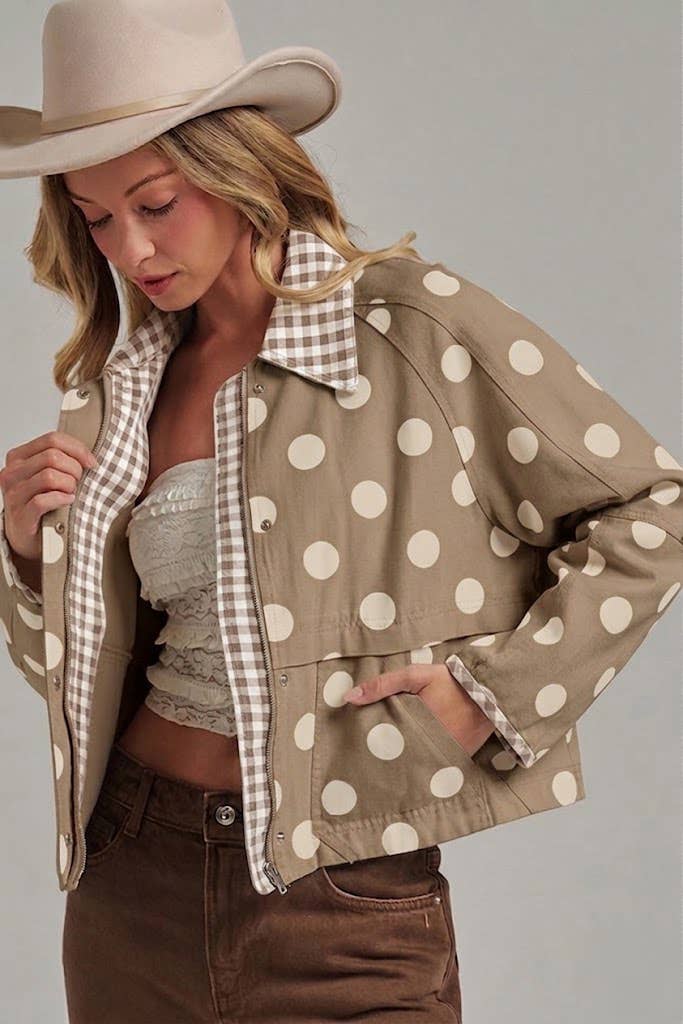 POLKA DOT OXFORD CANVAS FALL JACKET-Arrives Mid October
