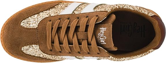 Trendy New Lace Up Sneaks-Chestnut Glitter
