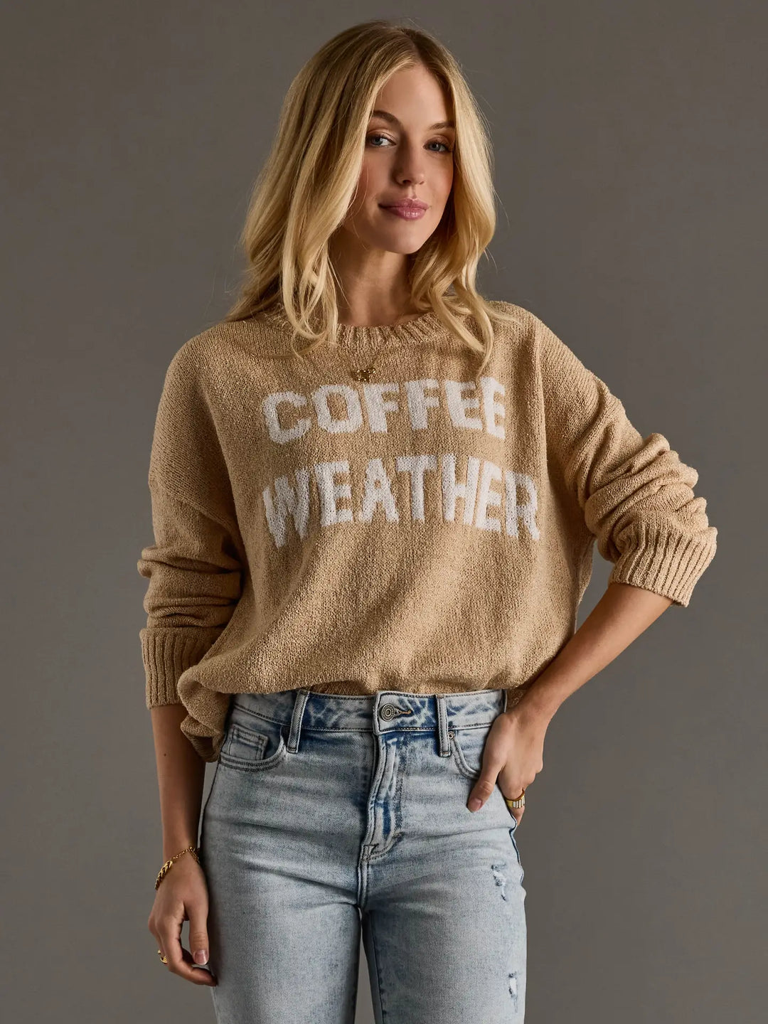 Coffee Weather Lightweight Sweater-Tan