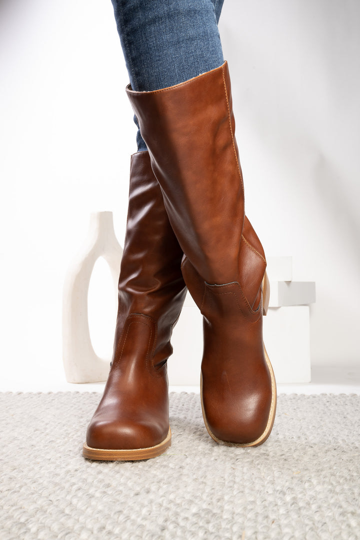 Wide Calf Friendly Boot-Camel or Cognac