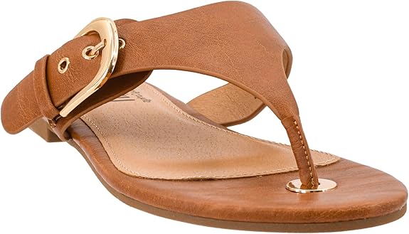 Thong Style Sandal with Gold Buckle-5 Color