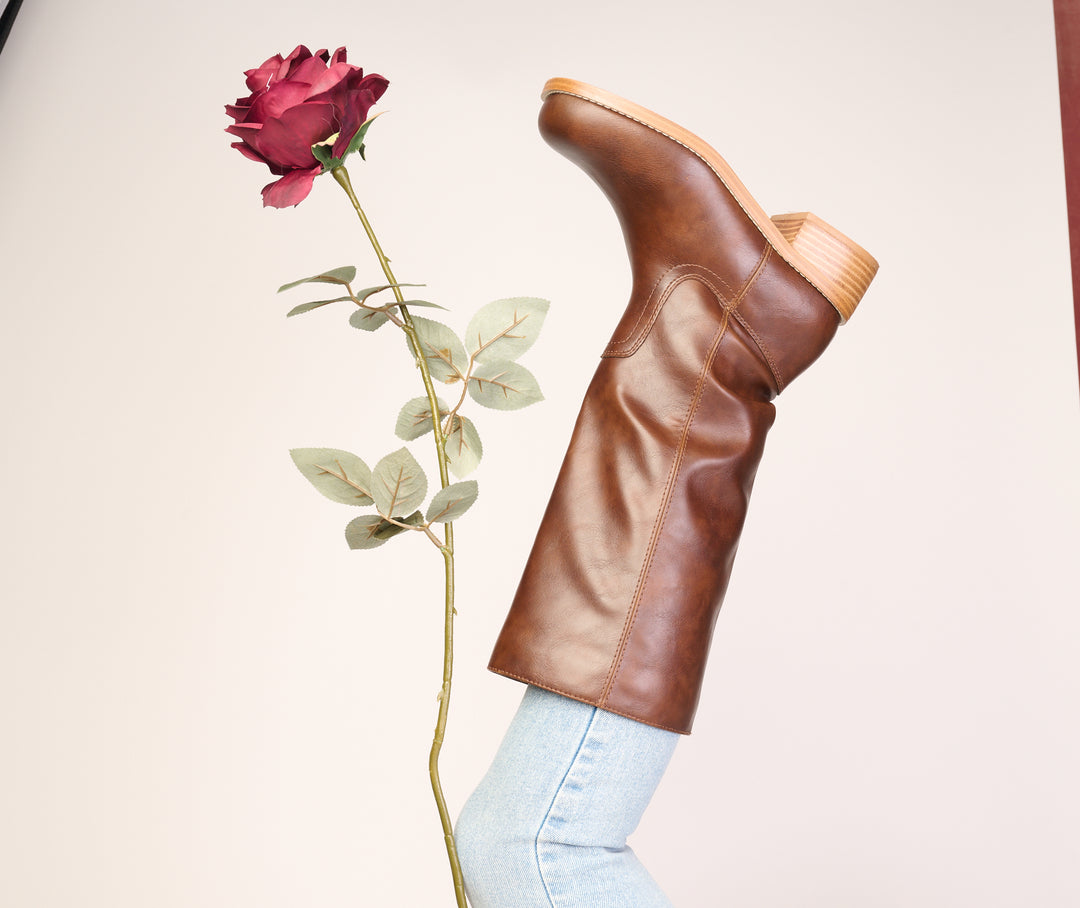 Wide Calf Friendly Boot-Camel or Cognac