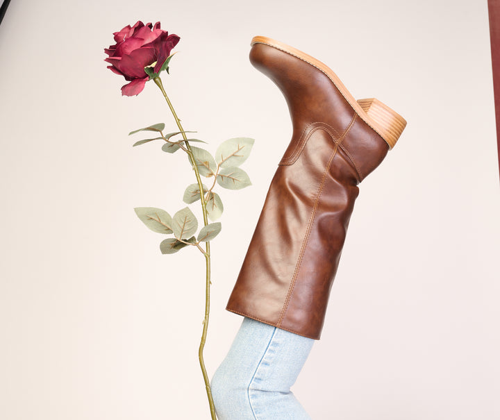 Wide Calf Friendly Boot-Camel or Cognac