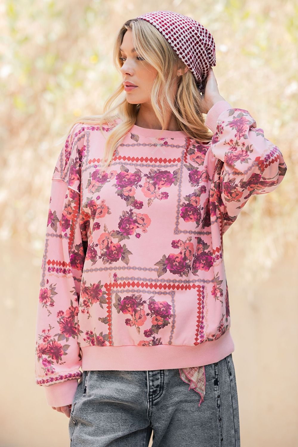 Signature Print Pullover-Pink Floral