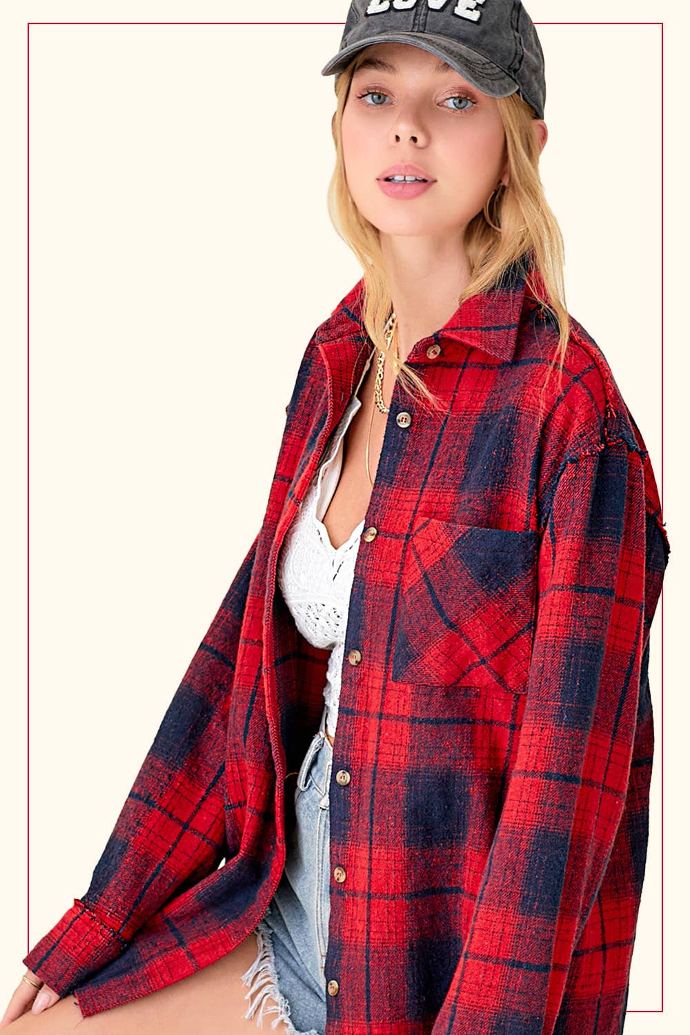 Soft Fabric Plaid Mineral Washed Button Down Shirt-3 Color Options