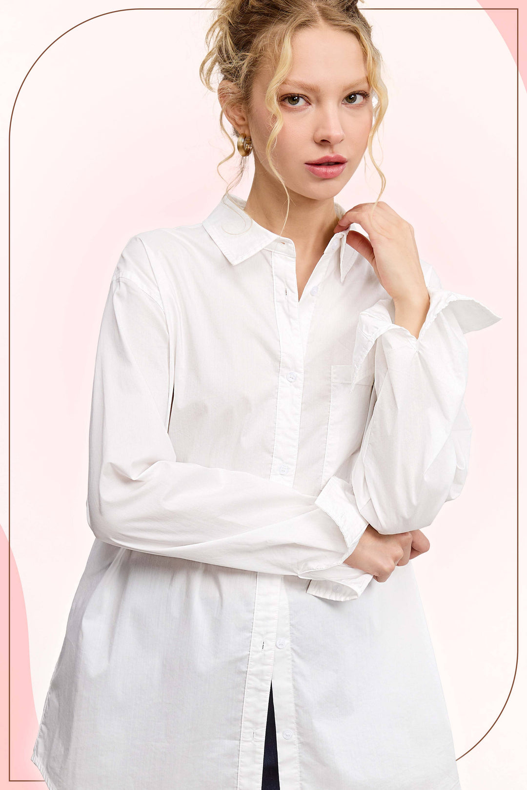 Classic Collared Button Down Poplin Shirts - 2 Color Options