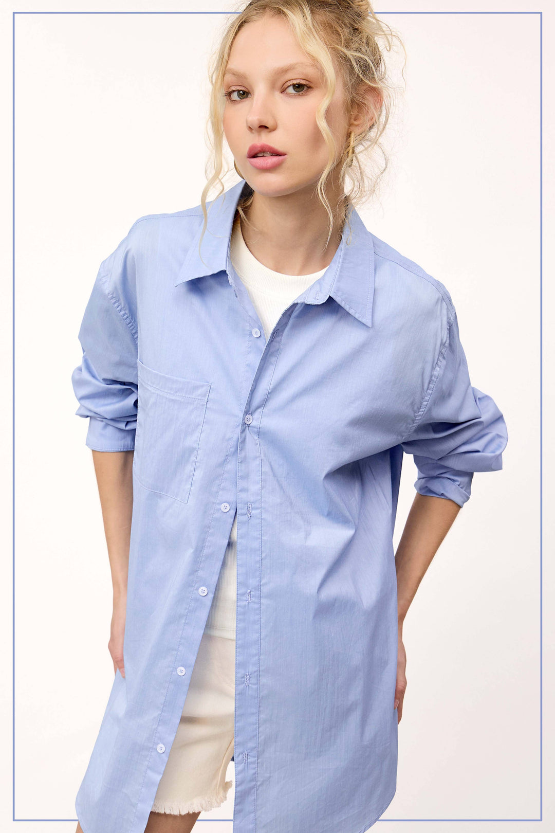 Classic Collared Button Down Poplin Shirts - 2 Color Options