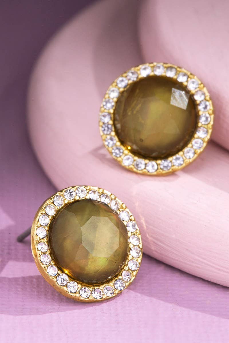 Round Rhinestone Stud Earrings