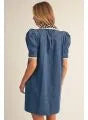 Denim Dress with Leopard Detail