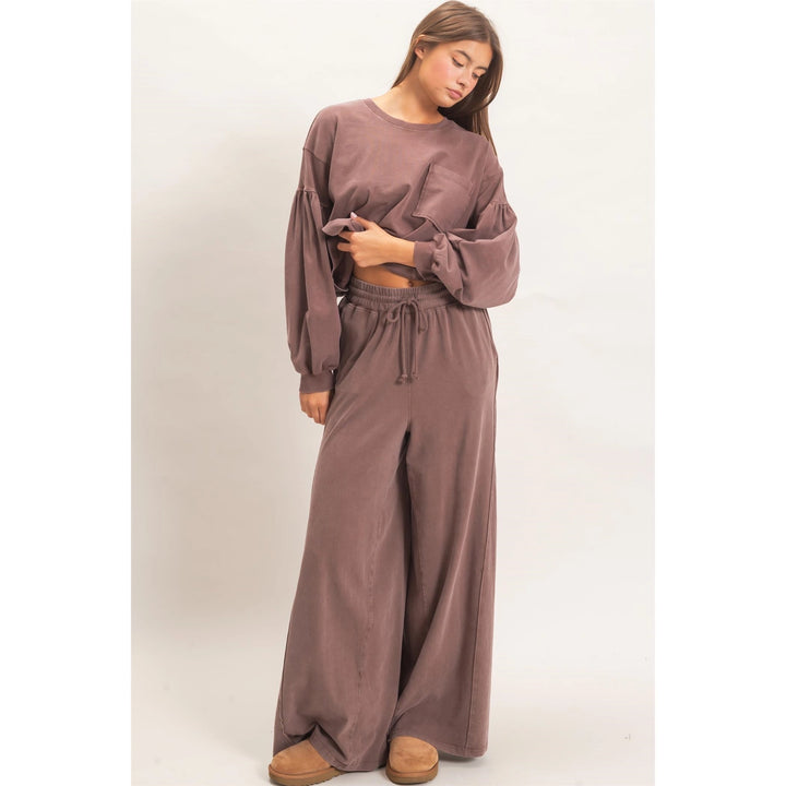 Relaxed Boxy Fit Mineral Wash Top-Two Color Options-Brown and Green
