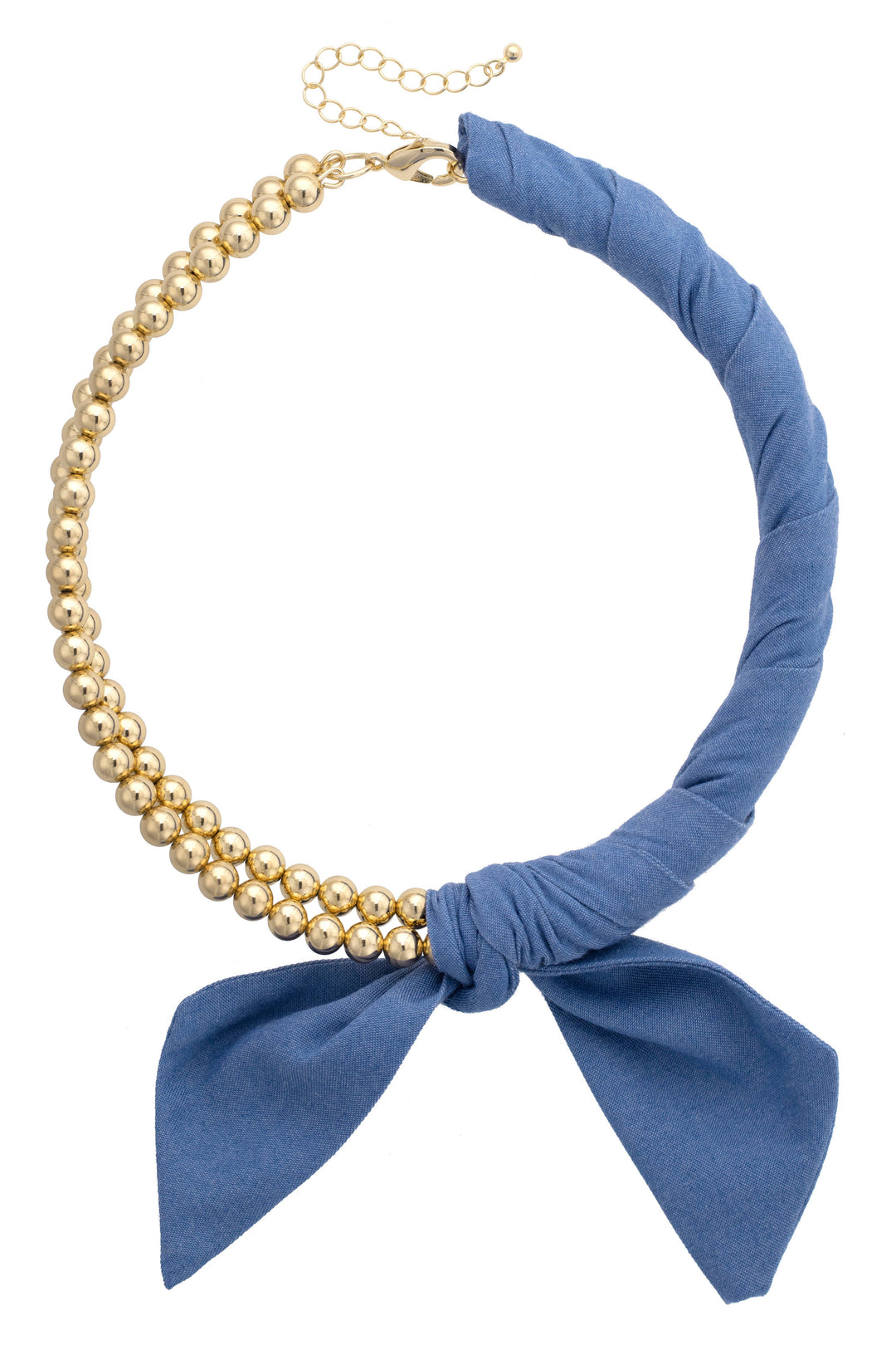 Bianca Denim Ball Bead Scarf Necklace