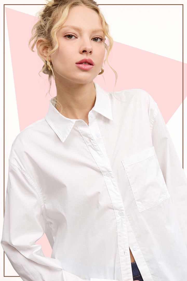 Classic Collared Button Down Poplin Shirts - 2 Color Options