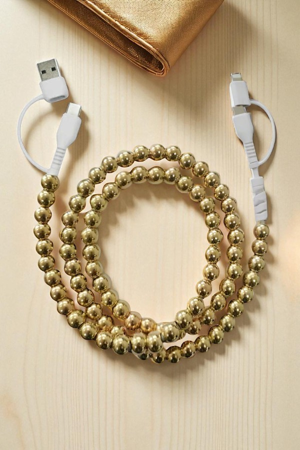 Gold Beaded Charging Cord