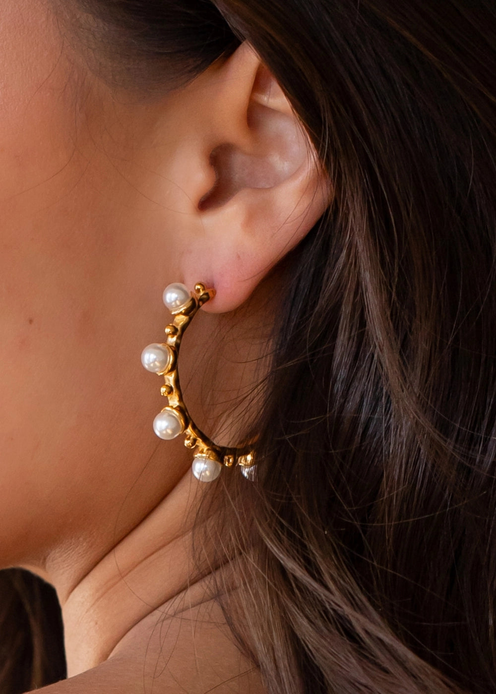 Gold and Pearl Hoops
