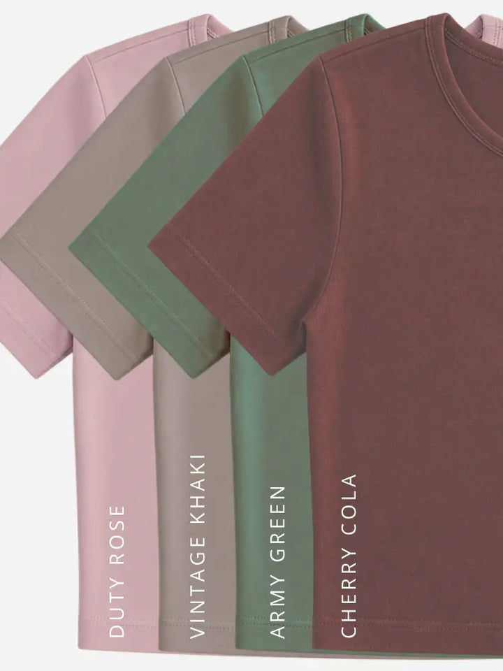Curated Pack Short Sleeve Waist Length Spandex Top-4 in a pack-Earth Edit