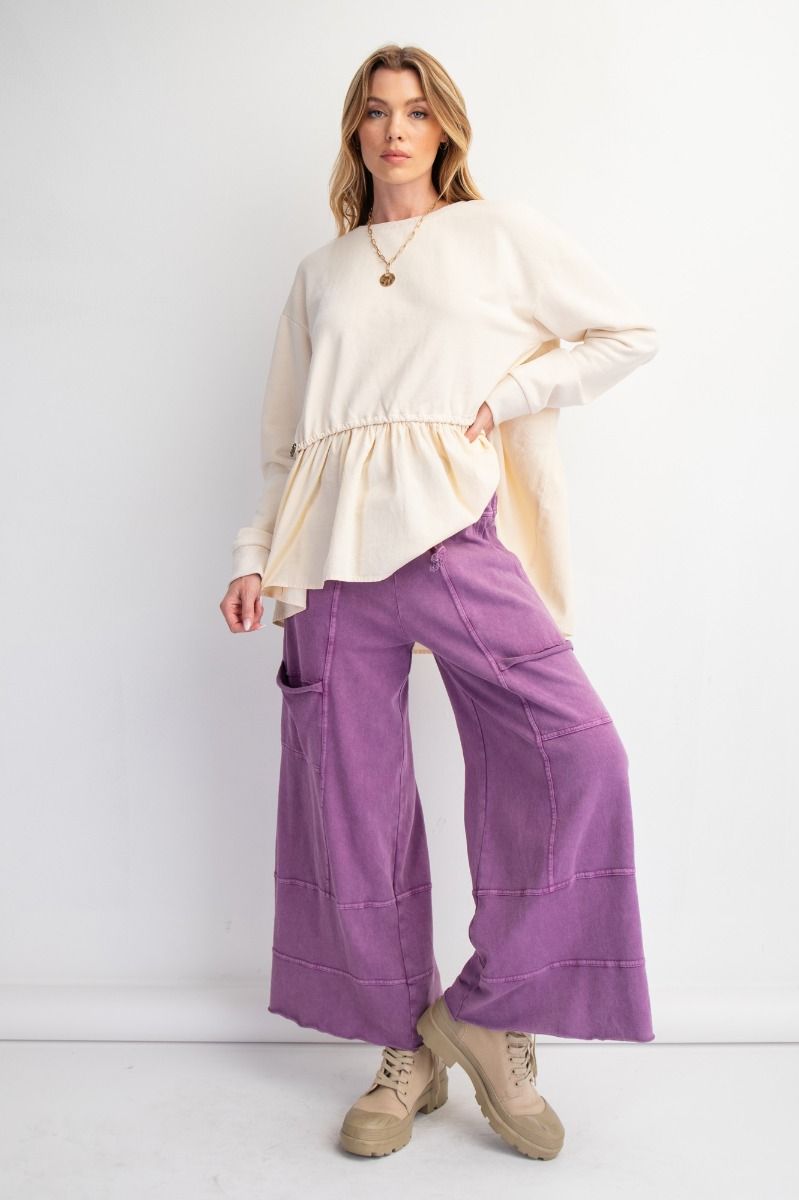 Grape Mineral Washed Terry Knit Pants