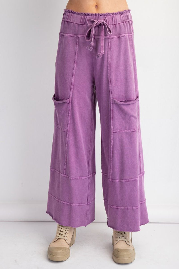 Grape Mineral Washed Terry Knit Pants