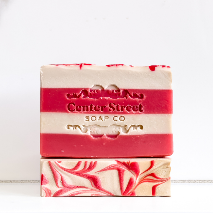 Christmas Peppermint Candy Cane Handmade Soap Bar - 4oz