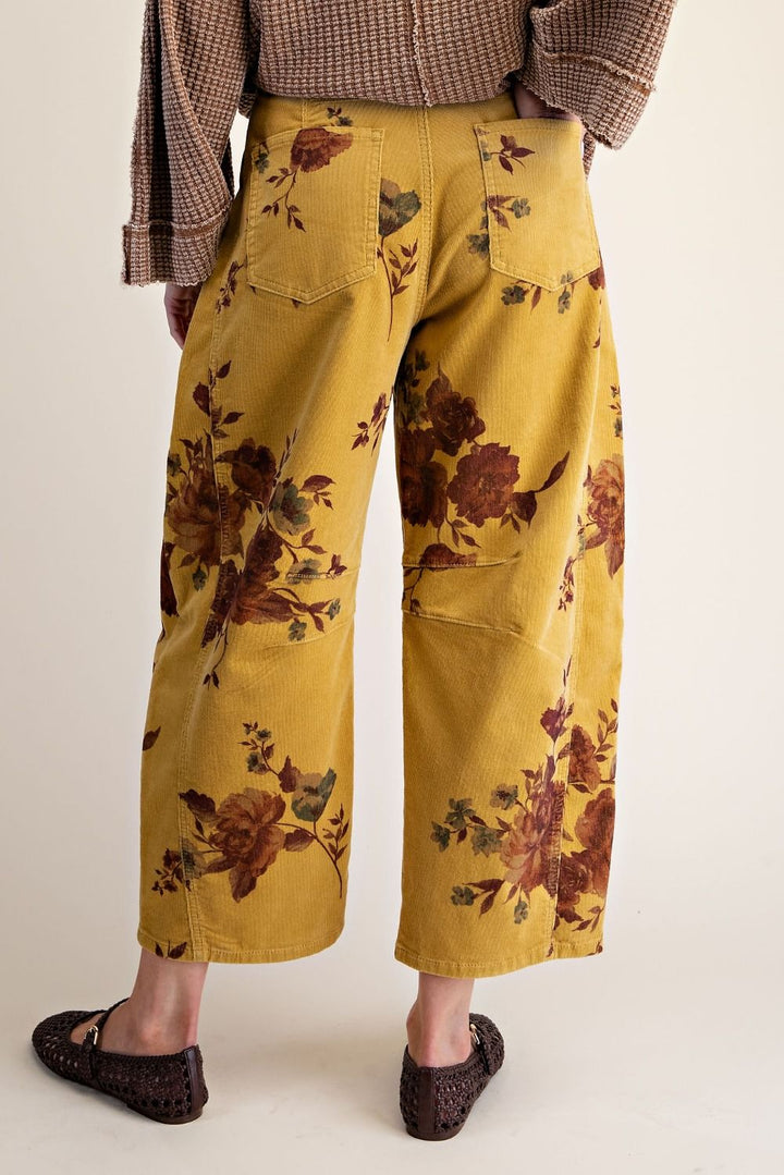 Corduroy Barrel Pants-Mustard