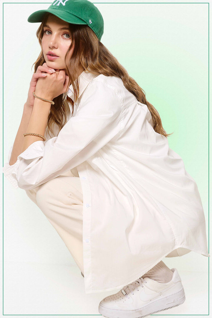 Classic Collared Button Down Poplin Shirts - 2 Color Options
