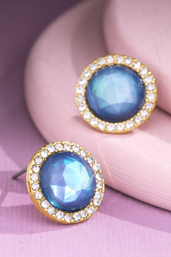 Round Rhinestone Stud Earrings