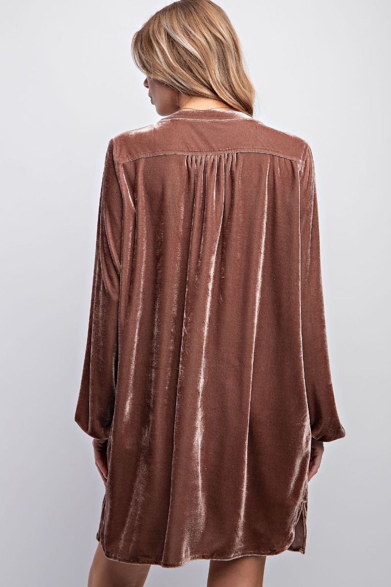 Long Sleeve Soft Velvet Tunic Dress - 5 Color Options - Small Through Extended Sizes