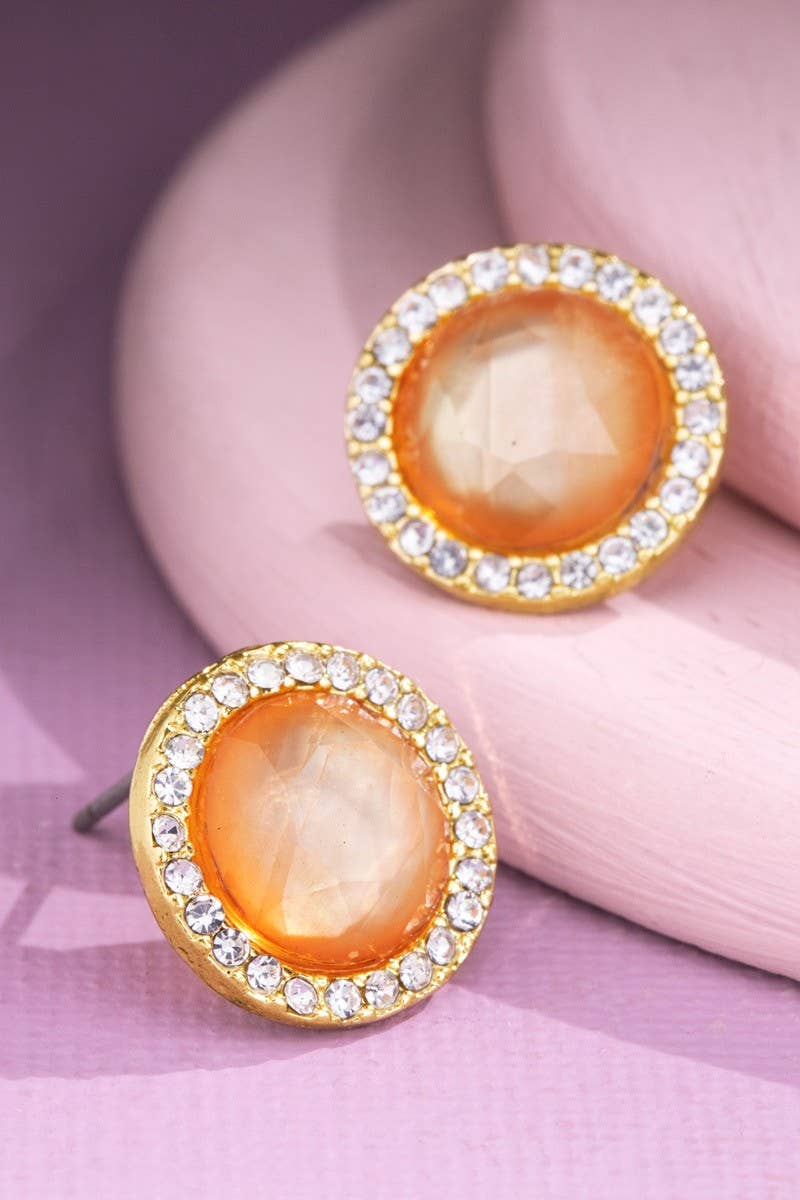Round Rhinestone Stud Earrings