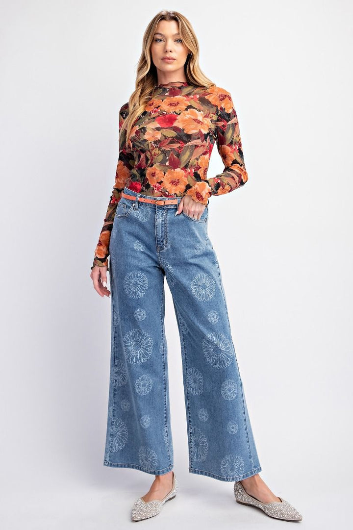 Floral Printed Mesh Top - 2 Color Options