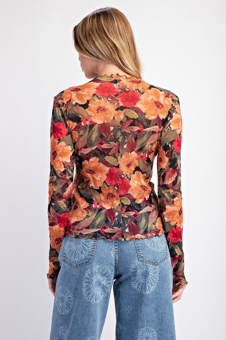 Floral Printed Mesh Top - 2 Color Options