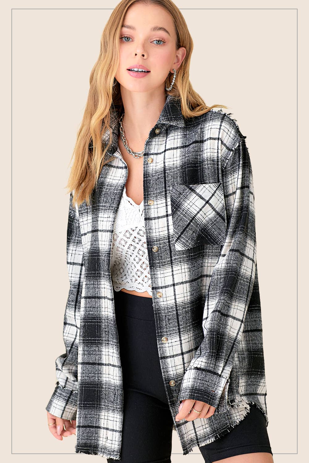 Soft Fabric Plaid Mineral Washed Button Down Shirt-3 Color Options