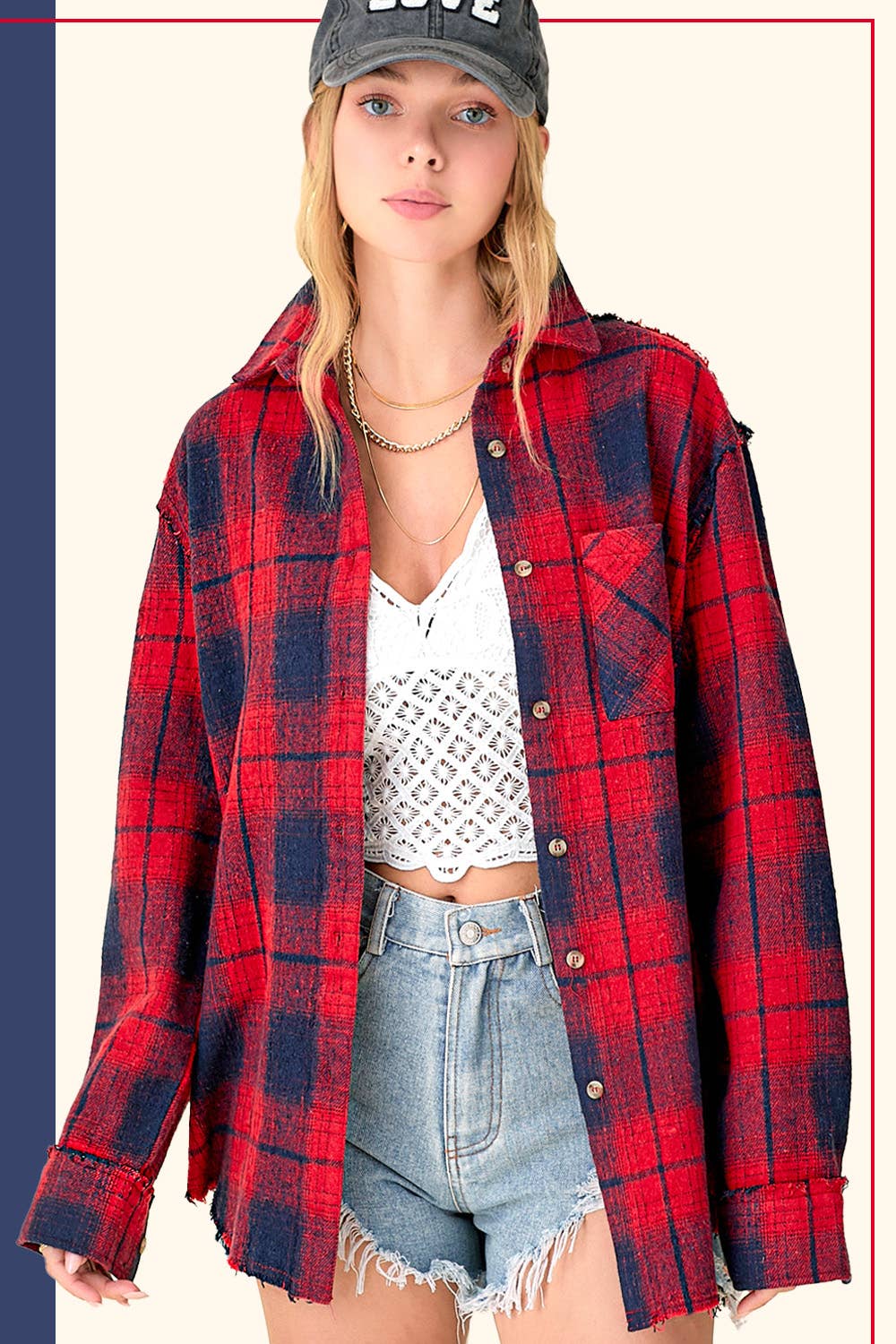 Soft Fabric Plaid Mineral Washed Button Down Shirt-3 Color Options