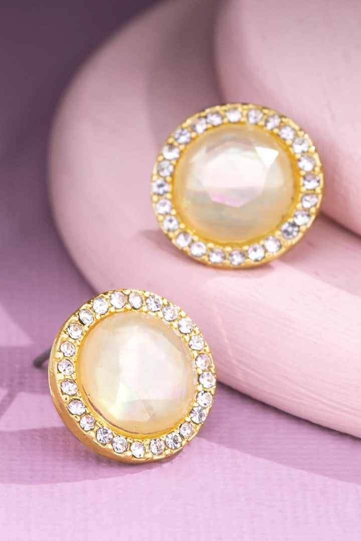 Round Rhinestone Stud Earrings