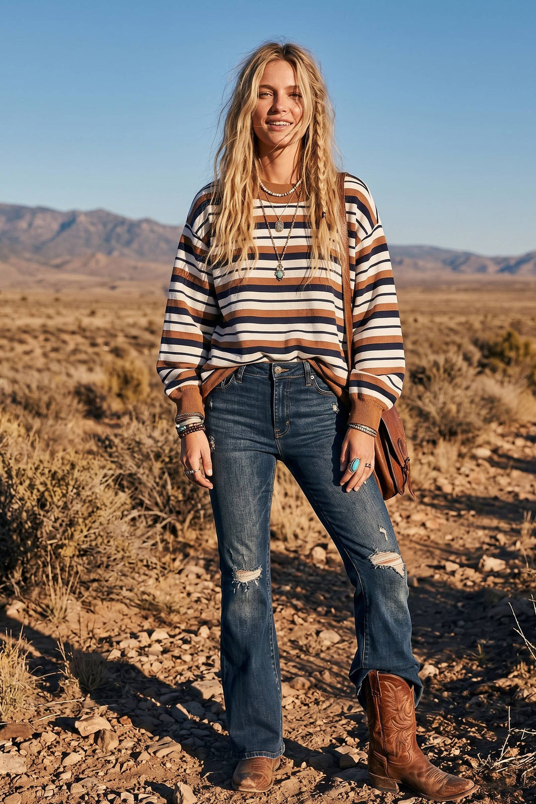 Oversized French Terry Striped Sweatshirt-September Delivery