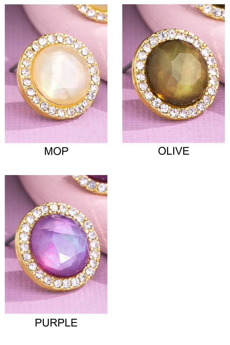 Round Rhinestone Stud Earrings