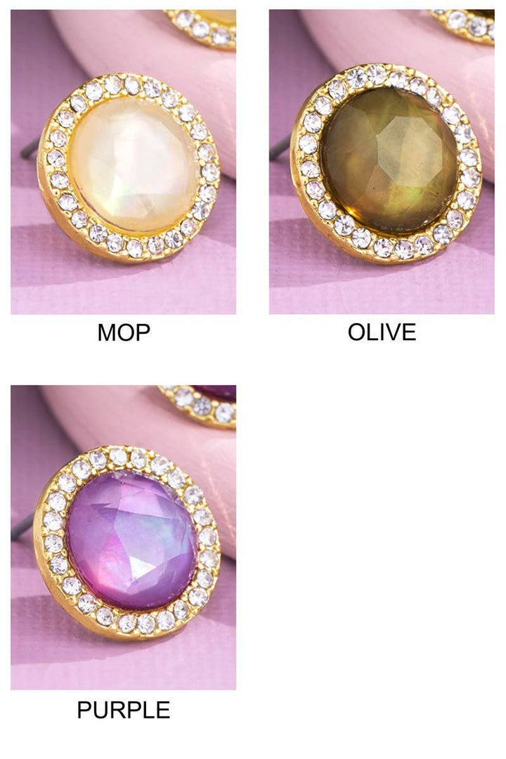 Round Rhinestone Stud Earrings
