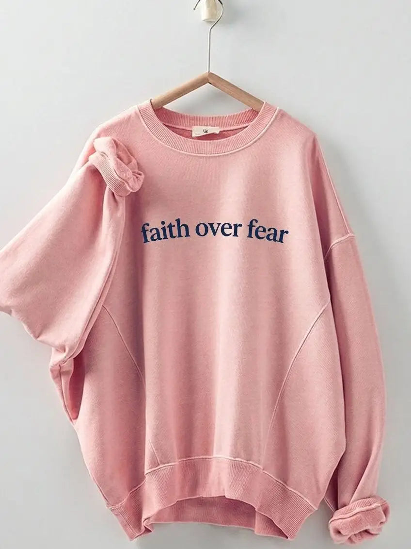 Faith Over Fear Crewneck-Pink
