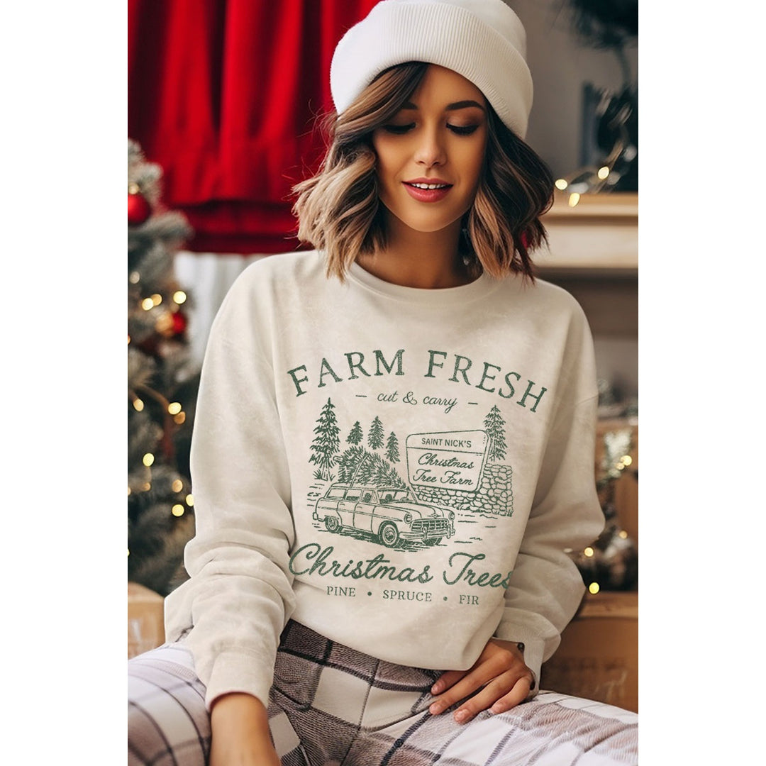 Mineral Wash Oatmeal Sweatshirt-Farm Fresh Trees-Arrives Mid October