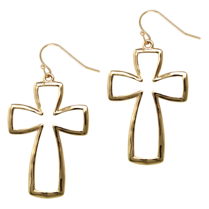 Cut Out Cross Earring-Gold and Silver-2"