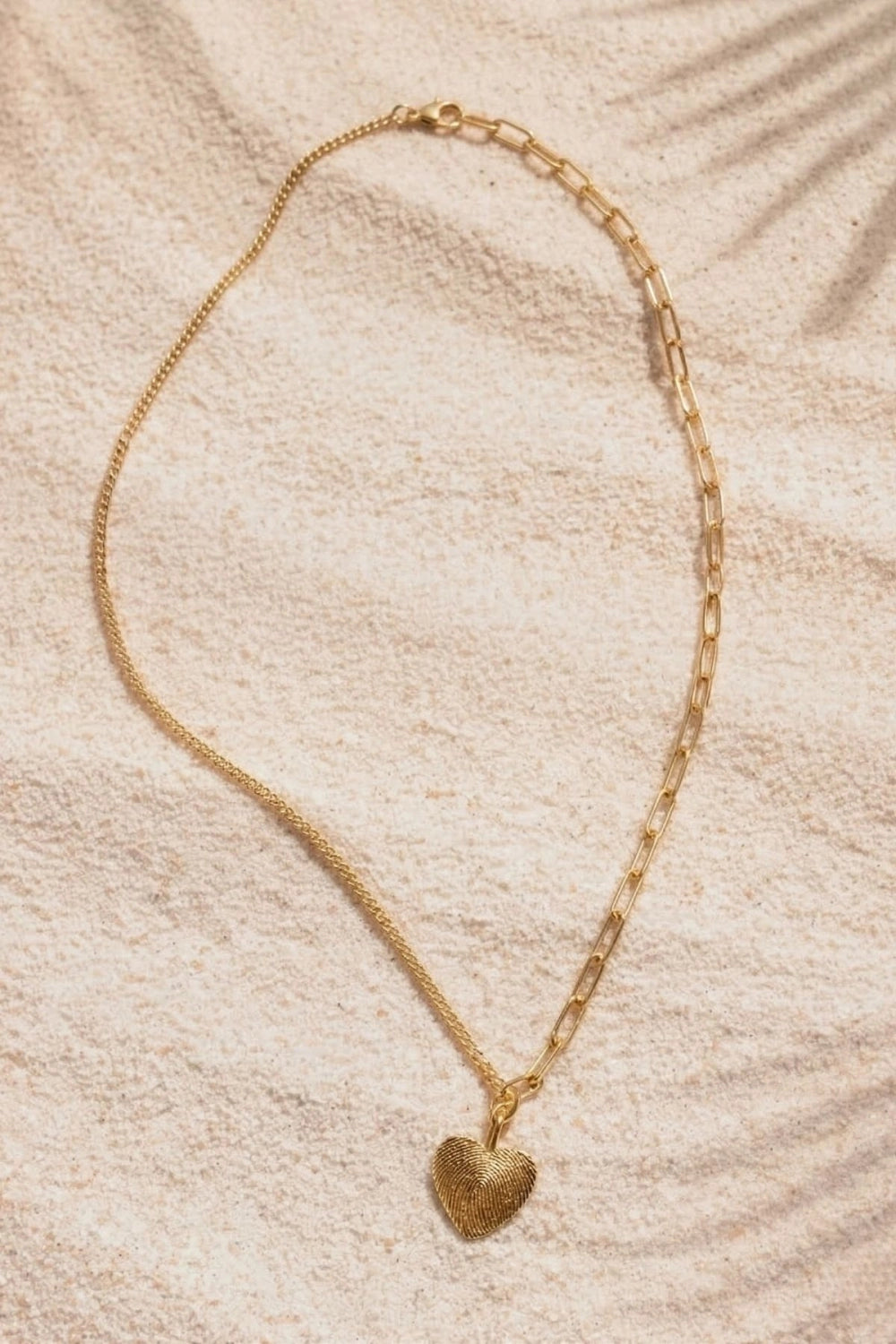 Gold Mixed Chain with Heart Pendant
