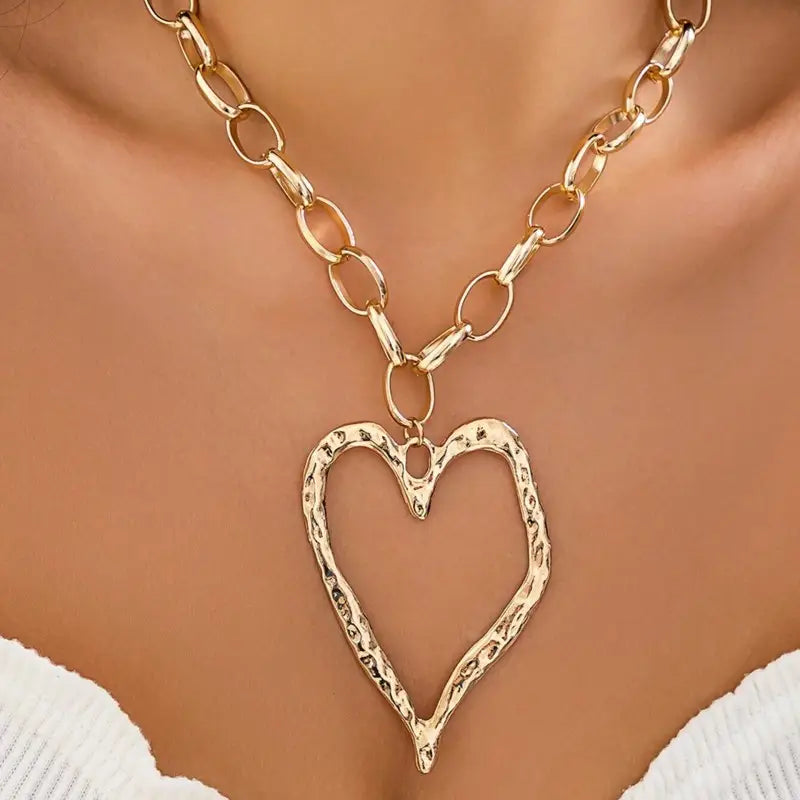 Hammered Gold Heart Necklace