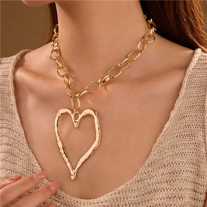 Hammered Gold Heart Necklace