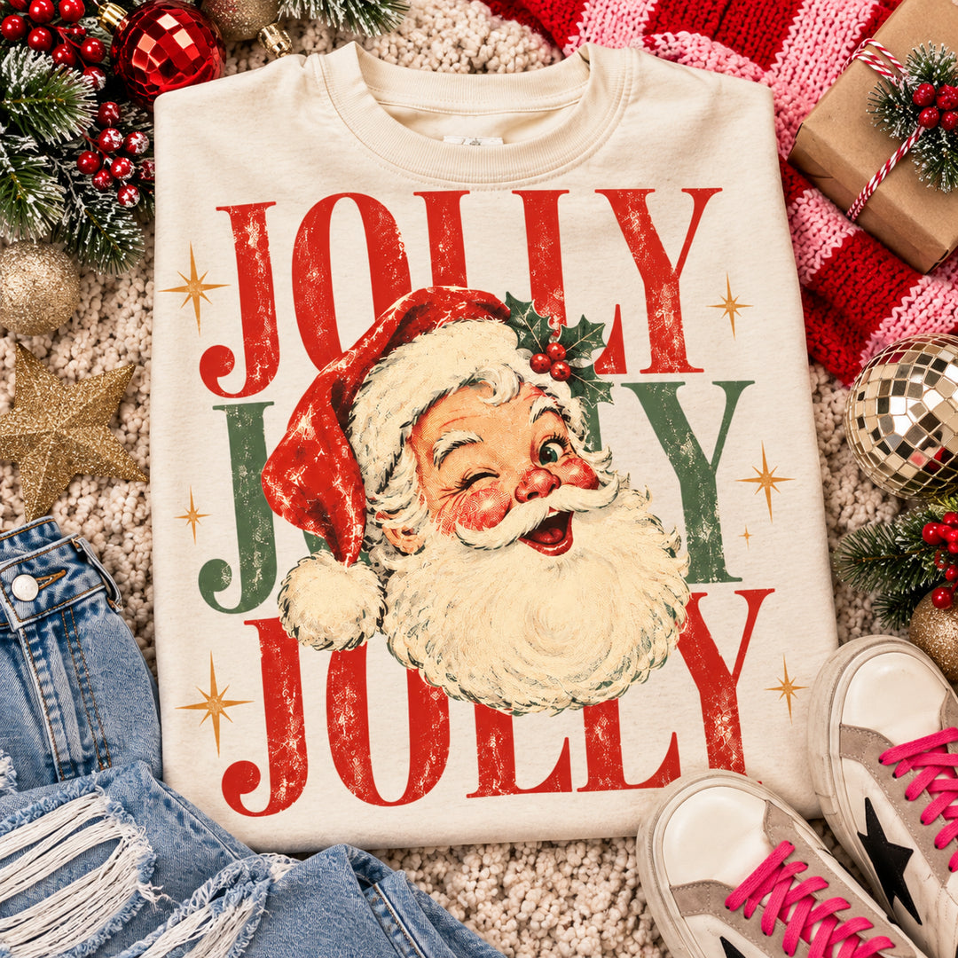 Jolly Vintage Santa Sweatshirt-Cream