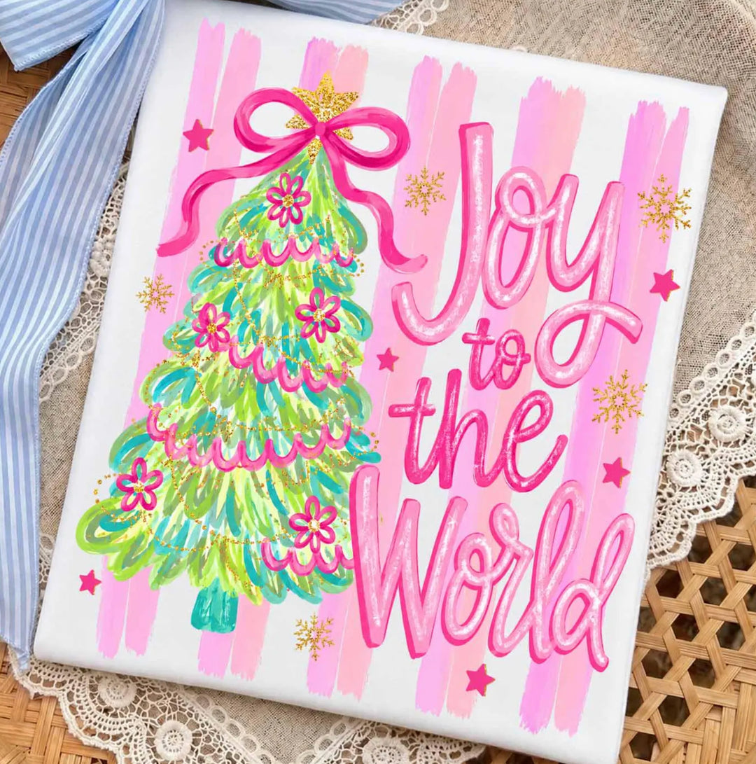Joy to the World Striped Sweatshirt-White