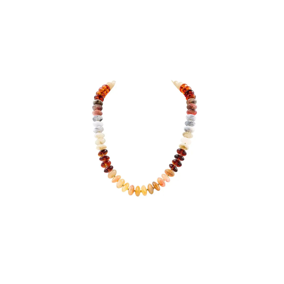 Marble and Gold Beaded Necklace-2 Color Options-Brown and Turquoise