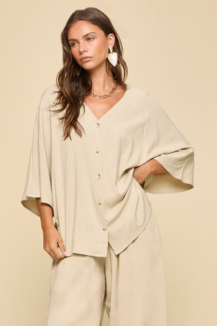 Button-Up Linen Set - 2 Color Options