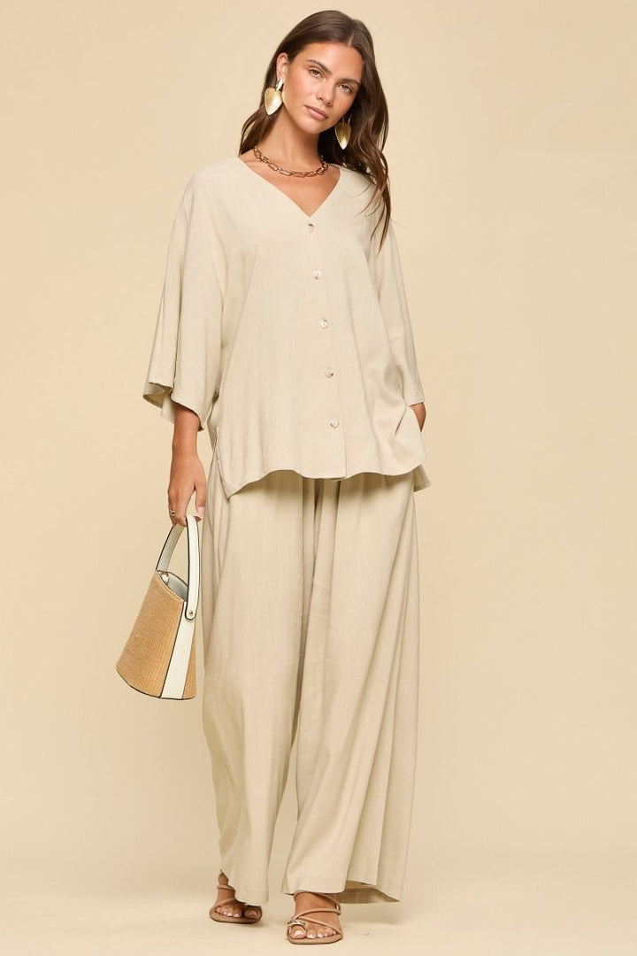 Button-Up Linen Set - 2 Color Options