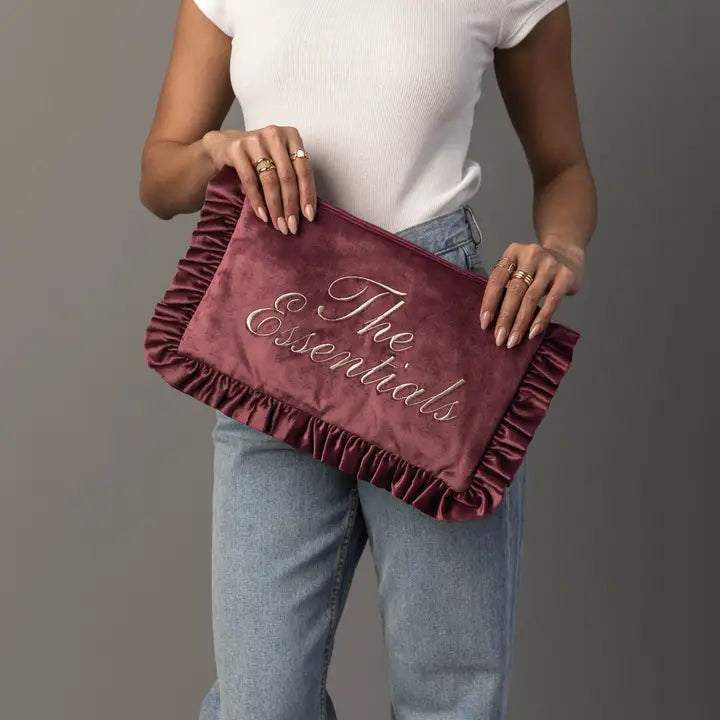 Velvet Travel Pouch-Mauve